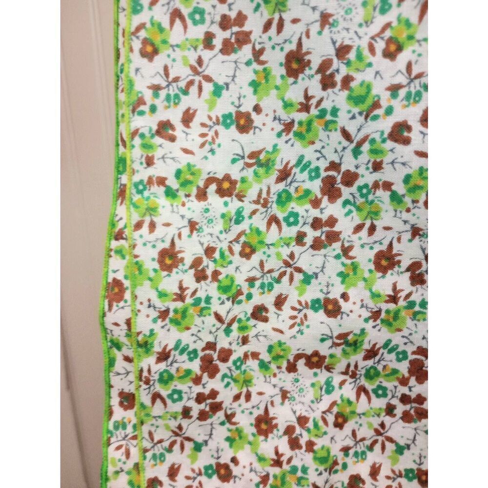 Vintage Paul marshall, Long Beach california, green brown floral napkins handker